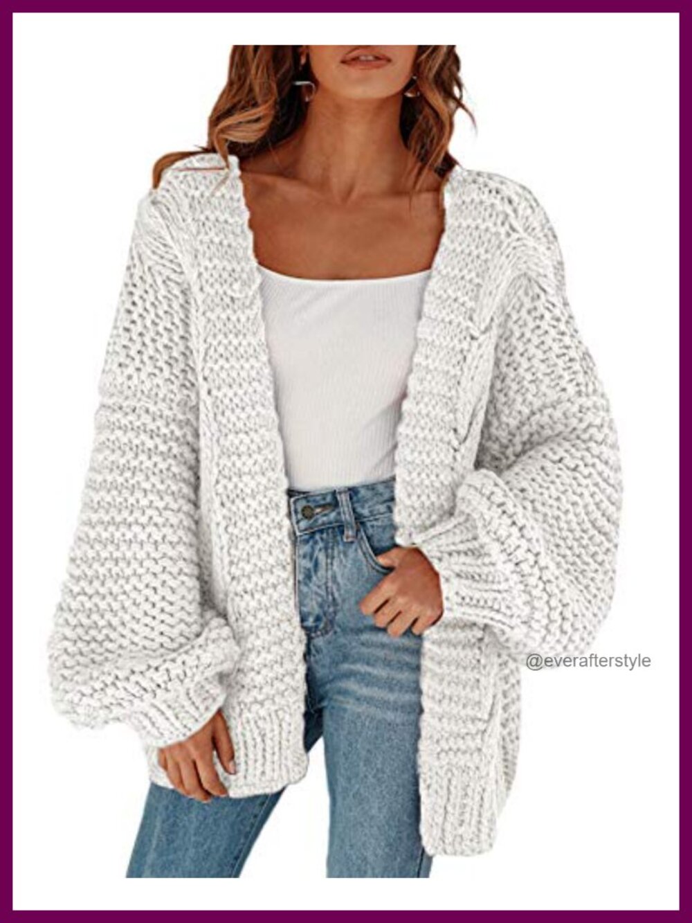 Oversized Chunky Knit Open Front Cardigan Long Sleeve Loose Fit Sweater
